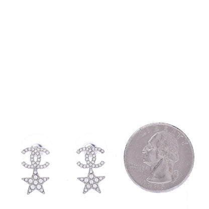 Chanel Crystal CC Star Earrings Silver 2 of 4