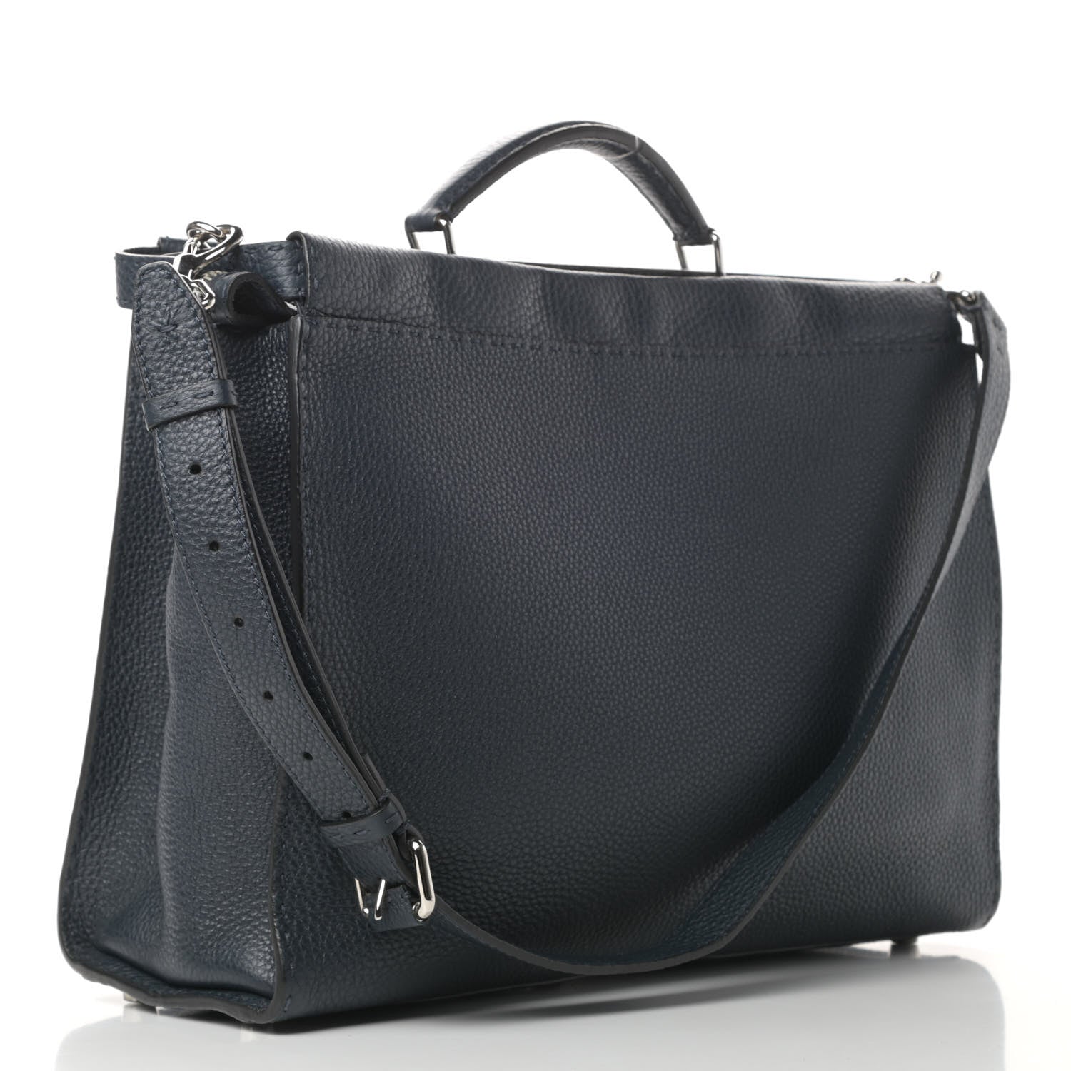 Fendi Cuoio Romano Selleria Bi-Color Large Mens Peekaboo Iconic Essential Satchel Lavagna Black 3 of 12