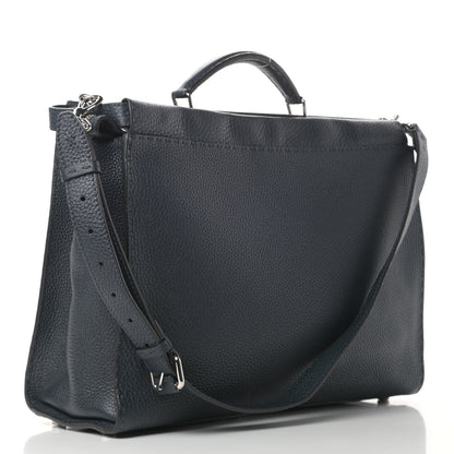 Fendi Cuoio Romano Selleria Bi-Color Large Mens Peekaboo Iconic Essential Satchel Lavagna Black 3 of 12