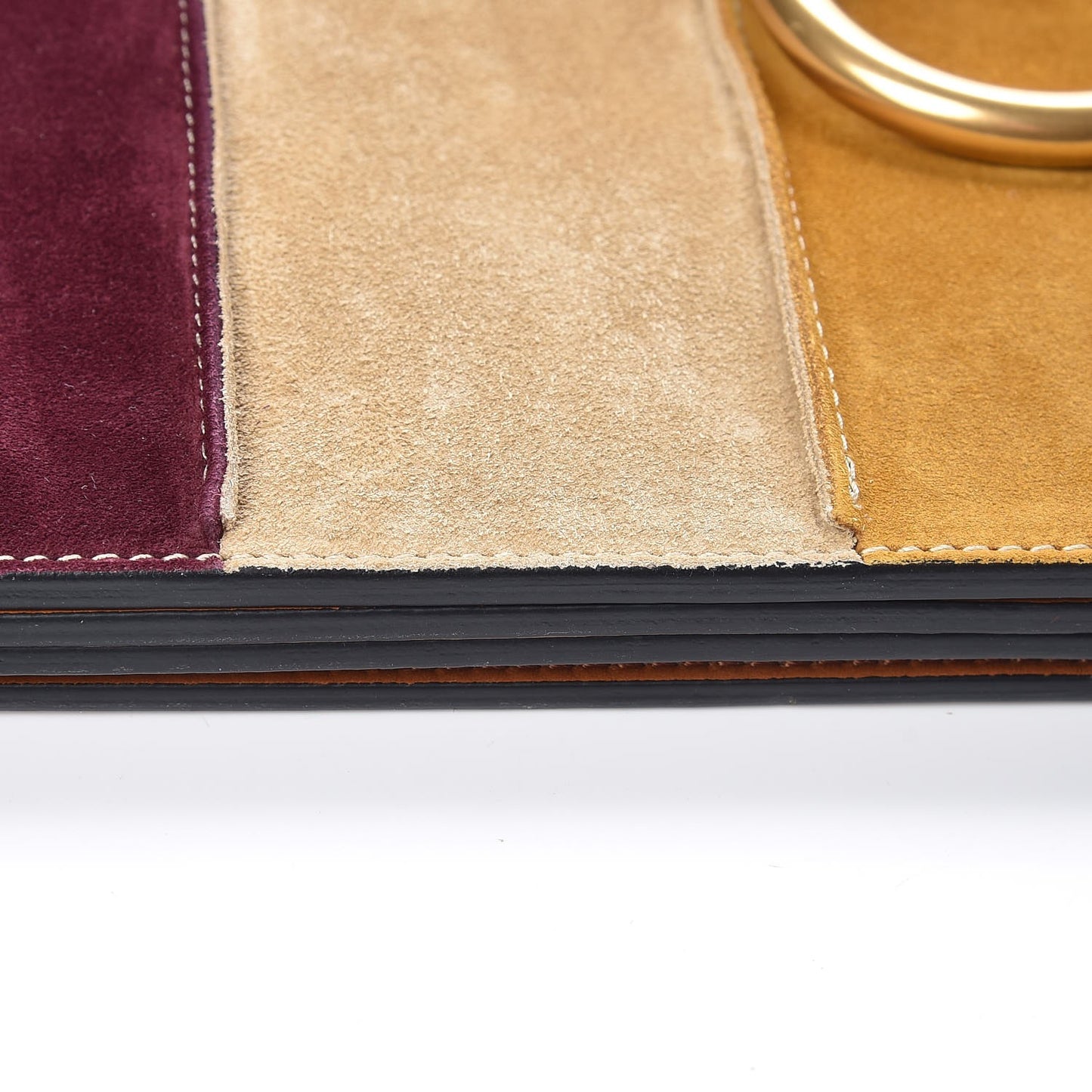 Suede Striped Patchwork Medium Faye Shoulder Bag Caramel