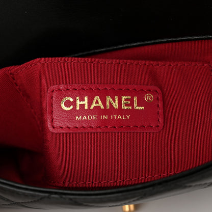 Chanel Calfskin Quilted Mini Rectangular Crystal Pearls Chain Flap Black 6 of 10