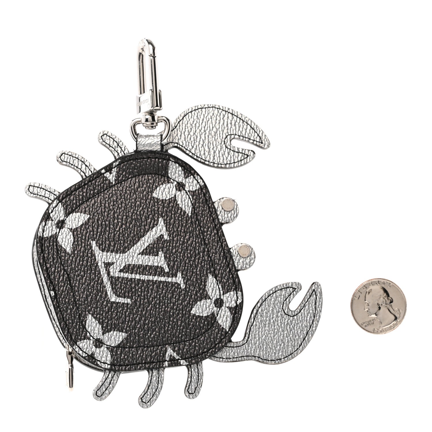 Louis Vuitton Metallic Monogram Crab Bag Charm Grey Silver 2 of 4