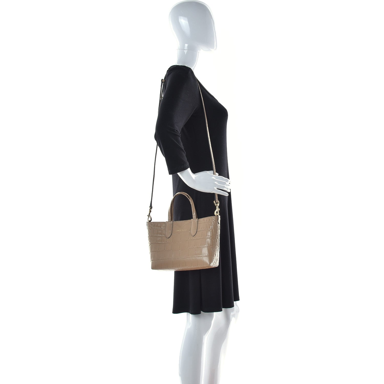 Alexander McQueen Calfskin Crocodile Embossed Mini Shopper Camel 2 of 11