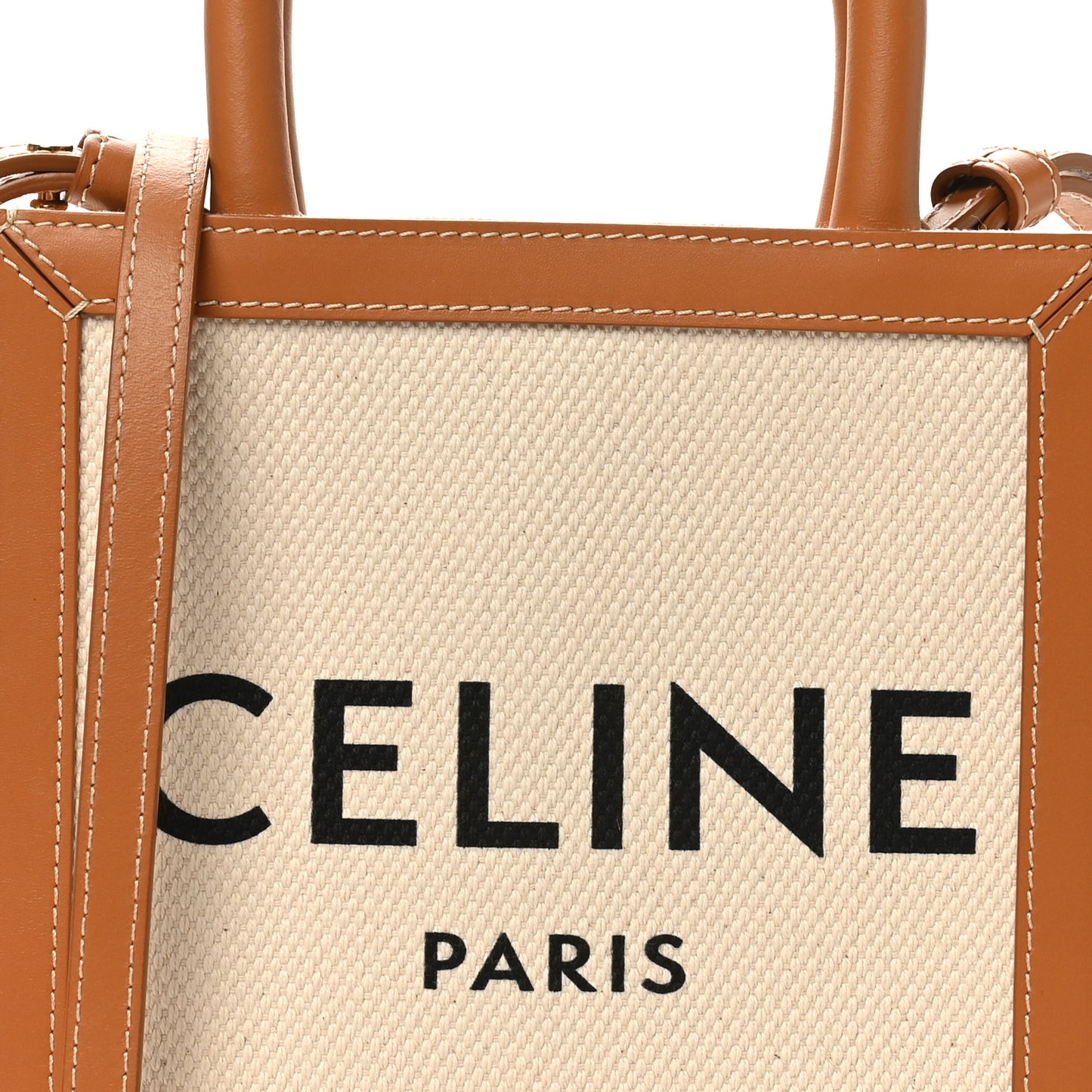 Canvas Calfskin Mini Vertical Cabas Natural Tan