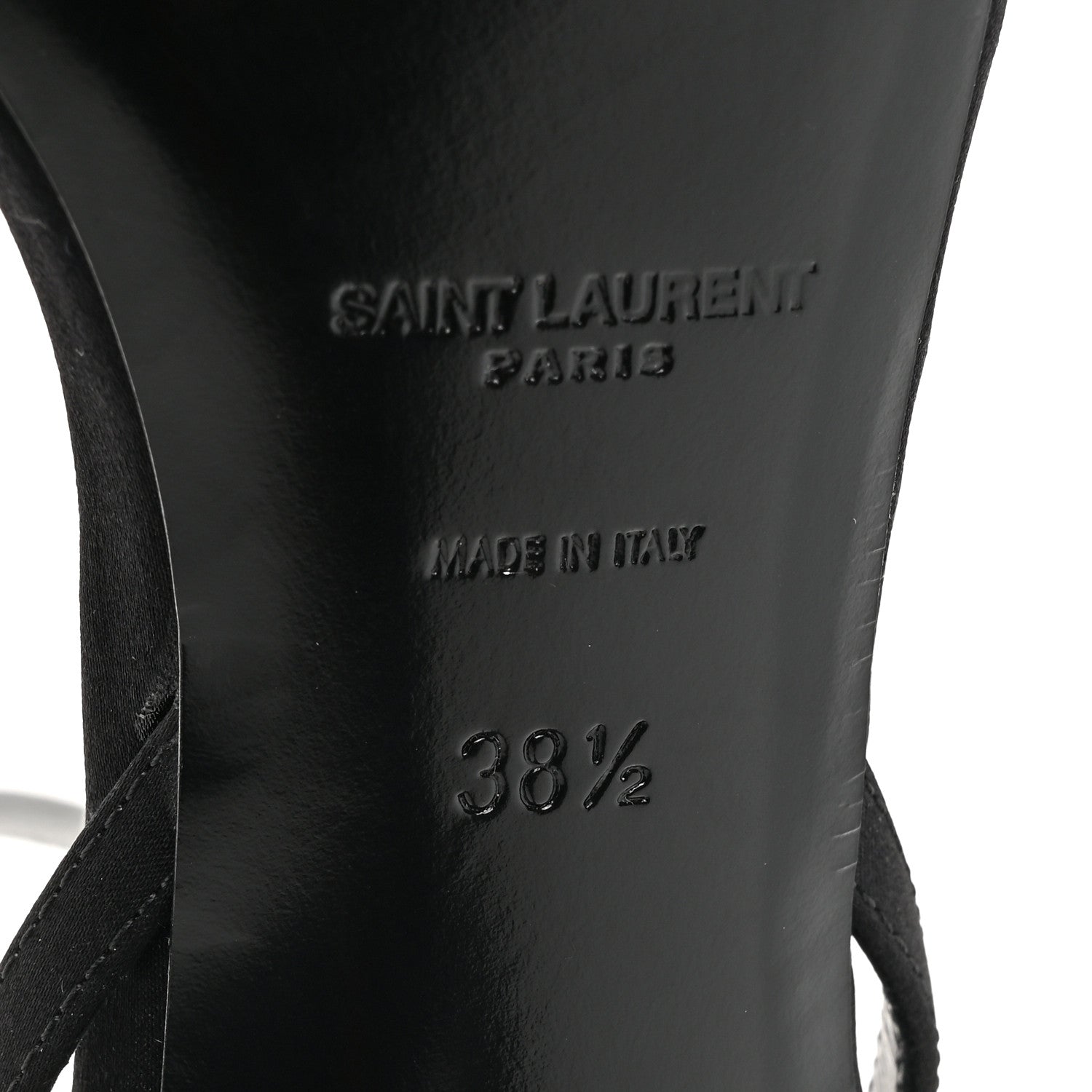 Saint Laurent Crepe Satin Crystal New Nuit 90 Ankle Strap Sandals 38.5 Black 7 of 10