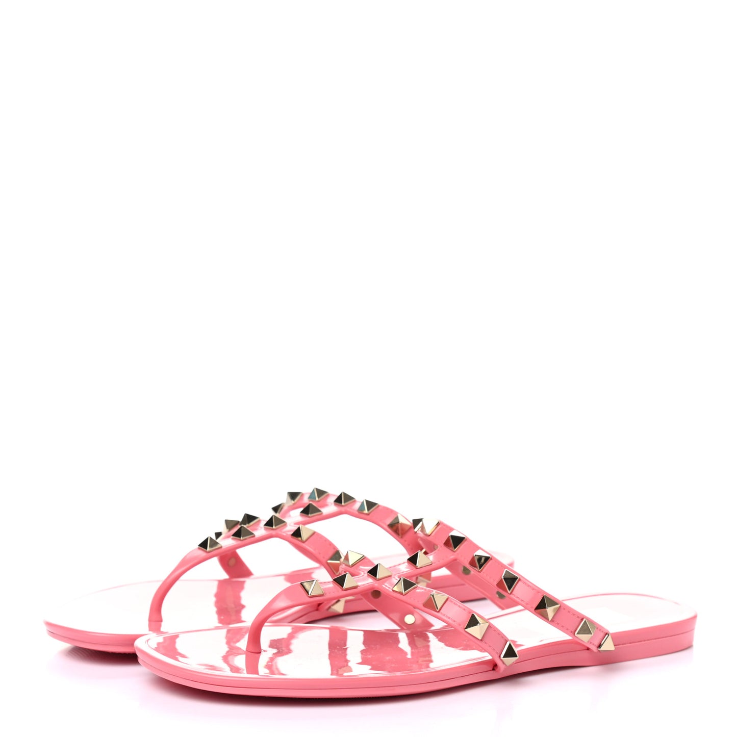 PVC Jelly Rockstud Caged Flat Thong Sandals 38 Sweet Pink