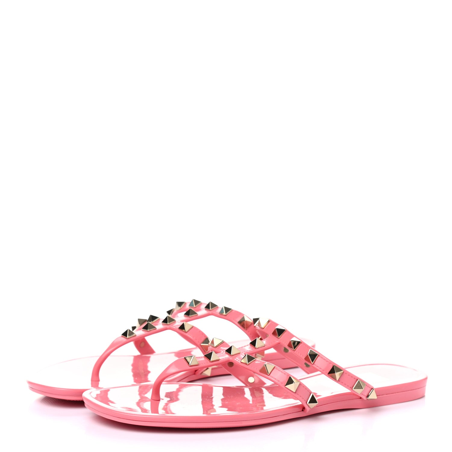 Valentino Garavani PVC Jelly Rockstud Caged Flat Thong Sandals 38 Sweet Pink 3 of 7