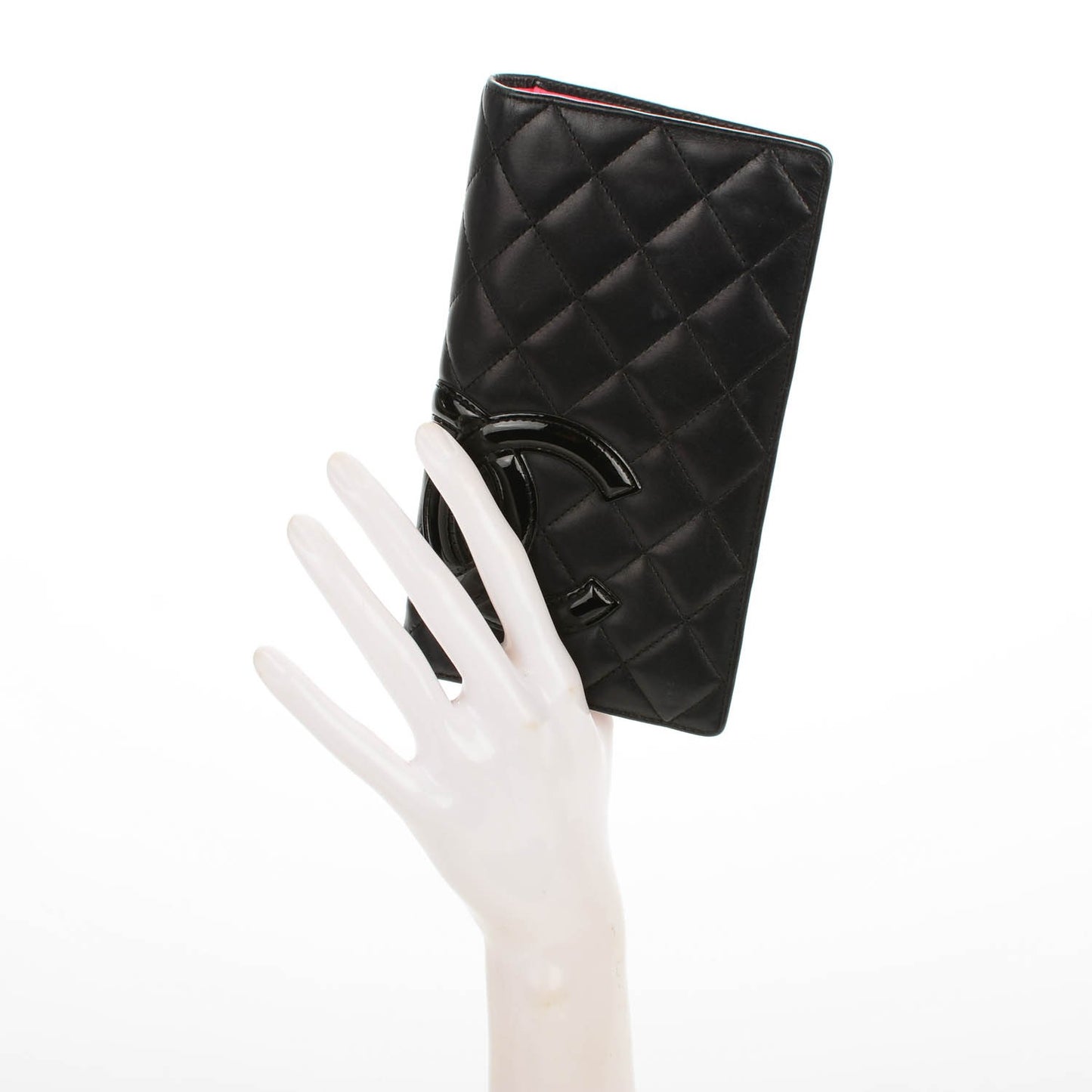 Calfskin Quilted Cambon Yen Wallet Black