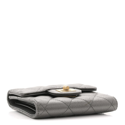 Chanel Metallic Calfskin Quilted Reissue Flap Card Holder Wallet Dark Grey 4 of 8