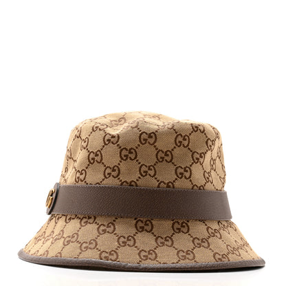 Gucci Monogram Textured Dollar Calfskin GG Jago Bucket Hat L Cacao Beige 3 of 9