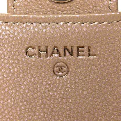 Chanel Iridescent Caviar Quilted Flap Phone Holder With Chain Beige 6 of 12