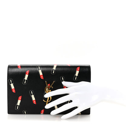 Saint Laurent Calfskin Lipstick Print Classic Monogram Kate Clutch Black 2 of 6