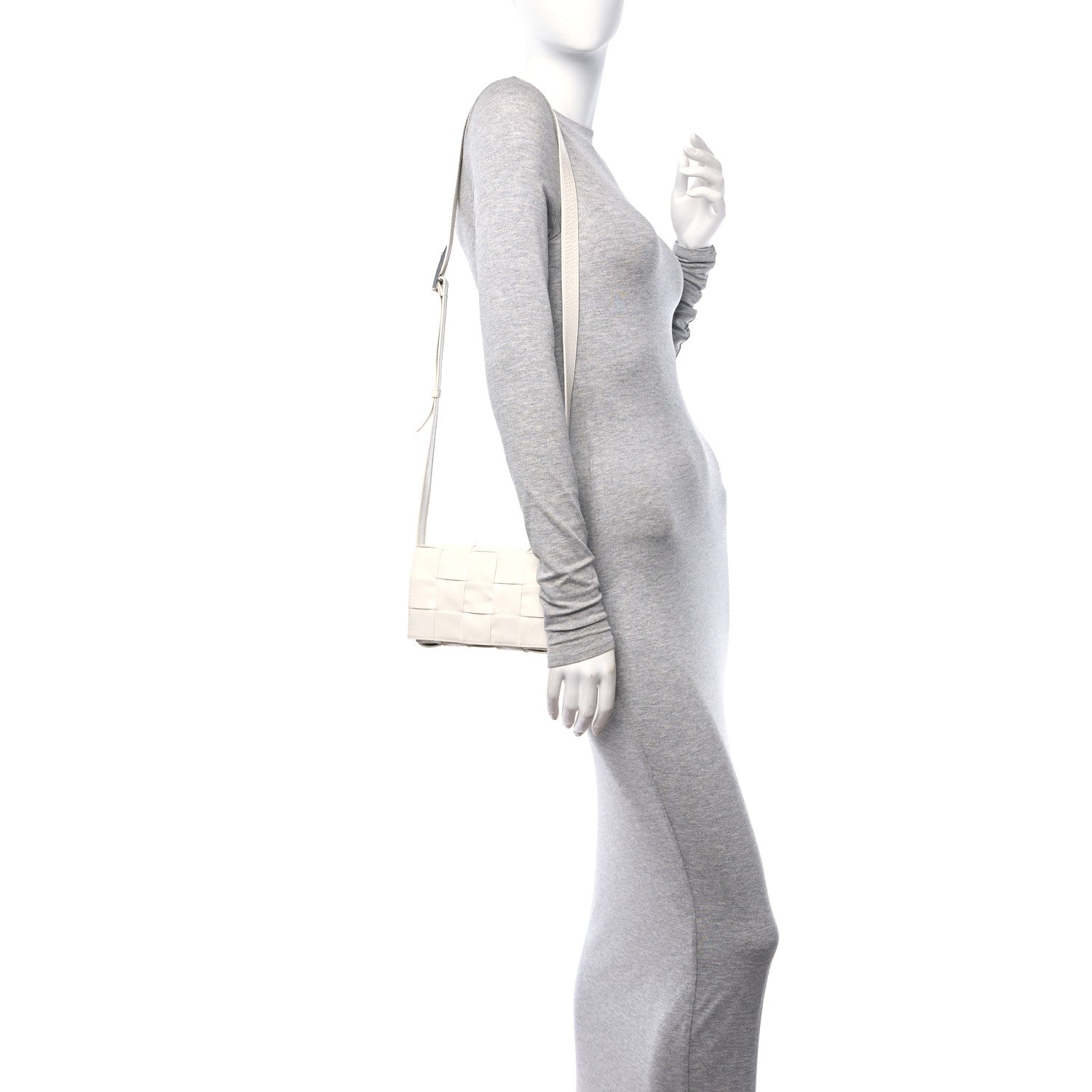 Bottega Veneta Paper Calfskin Maxi Intreccio Cassette Crossbody Bag White 3 of 10