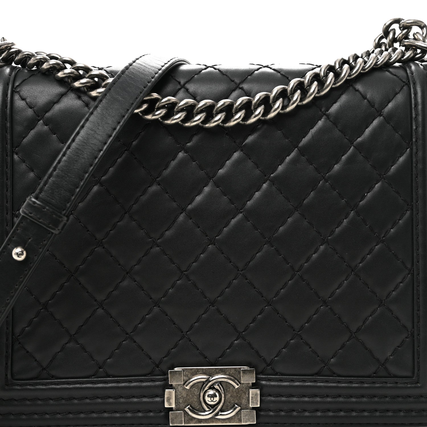 Chanel Calfskin Double Stitch Large Boy Flap Black 8 of 13