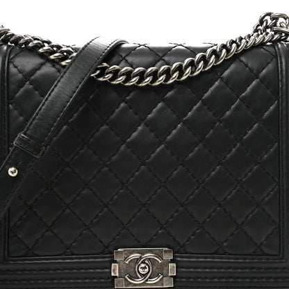 Chanel Calfskin Double Stitch Large Boy Flap Black 8 of 13