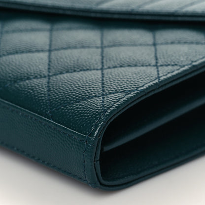 Saint Laurent Grain De Poudre Mixed Matelasse Triquilt Monogram Chain Wallet Sea Turquoise 9 of 10
