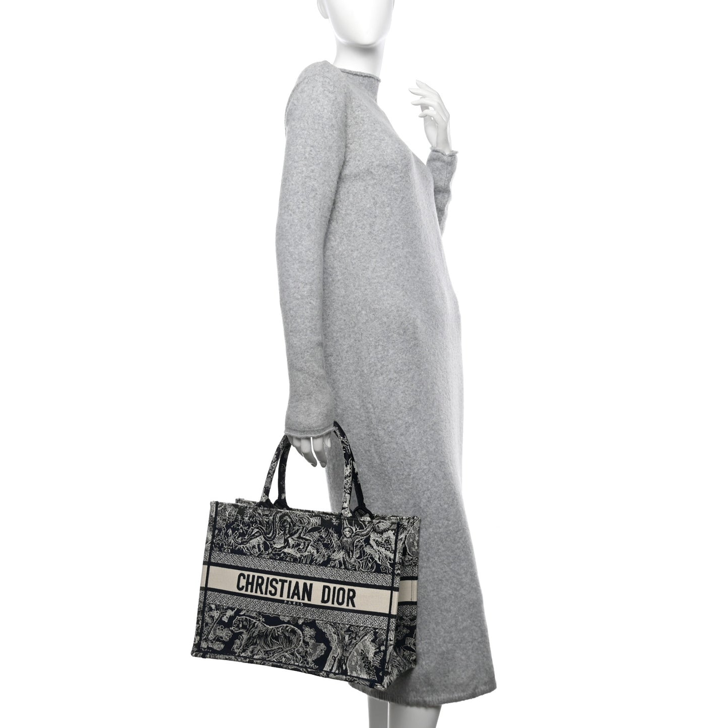 Canvas Embroidered Medium Dioriviera Toile De Jouy Reverse Book Tote Blue