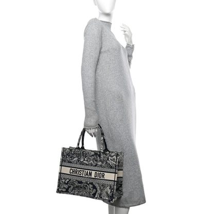 Christian Dior Canvas Embroidered Medium Dioriviera Toile De Jouy Reverse Book Tote Blue 2 of 13