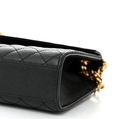 Saint Laurent Grain De Poudre Textured Mixed Matelasse Triquilt Medium Monogram Satchel Black 10 of 10