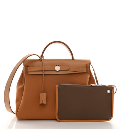 Hermes Military Toile Vache Hunter Herbag Zip Retourne 31 PM Dune Etoupe 3 of 12