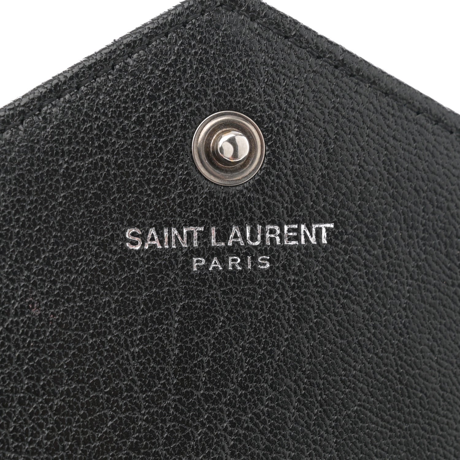 Saint Laurent Sheepskin Tri-Quilt Monogram Envelope Chain Wallet Black 6 of 12