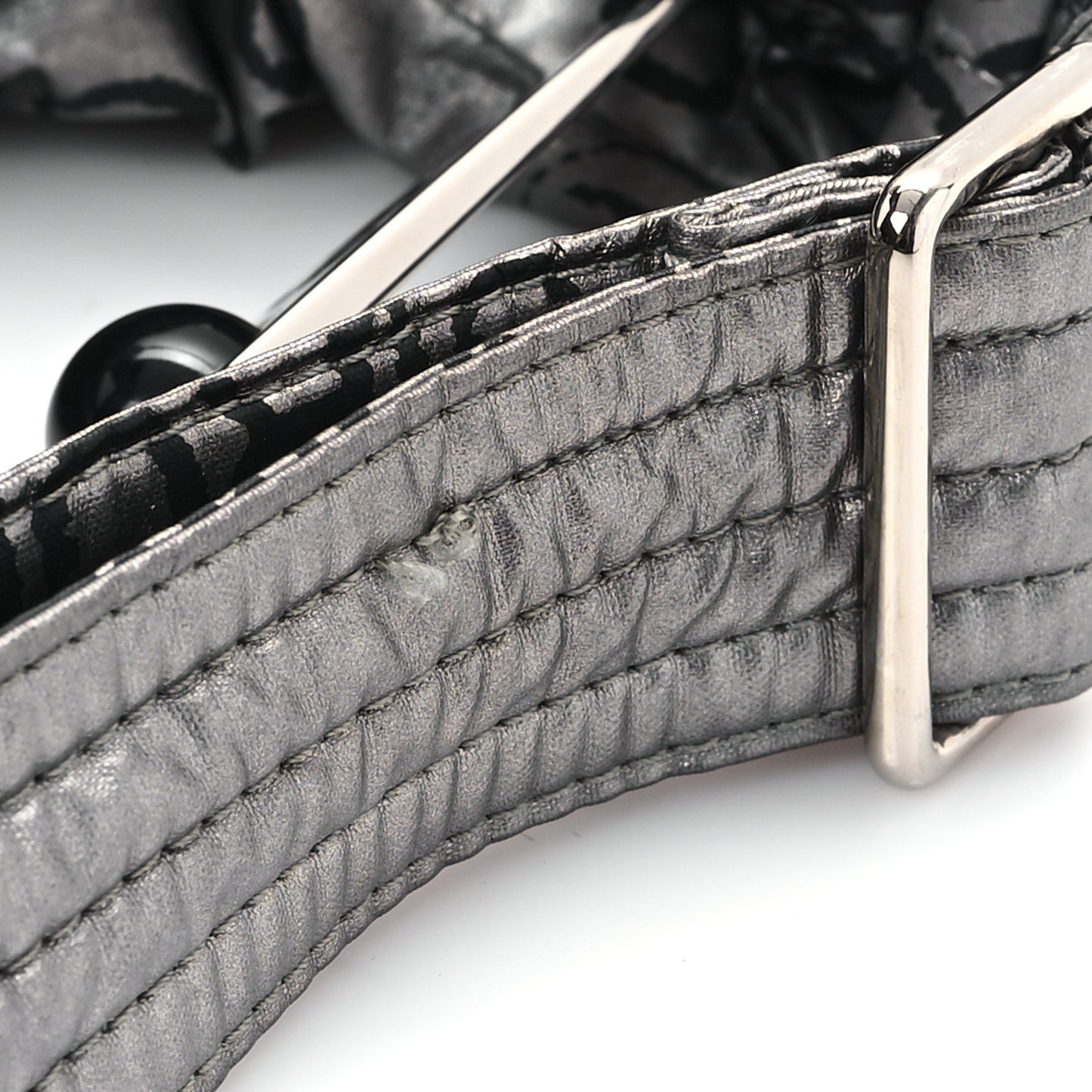Metallic Coated Canvas Unlimited Ligne Shoulder Bag Silver