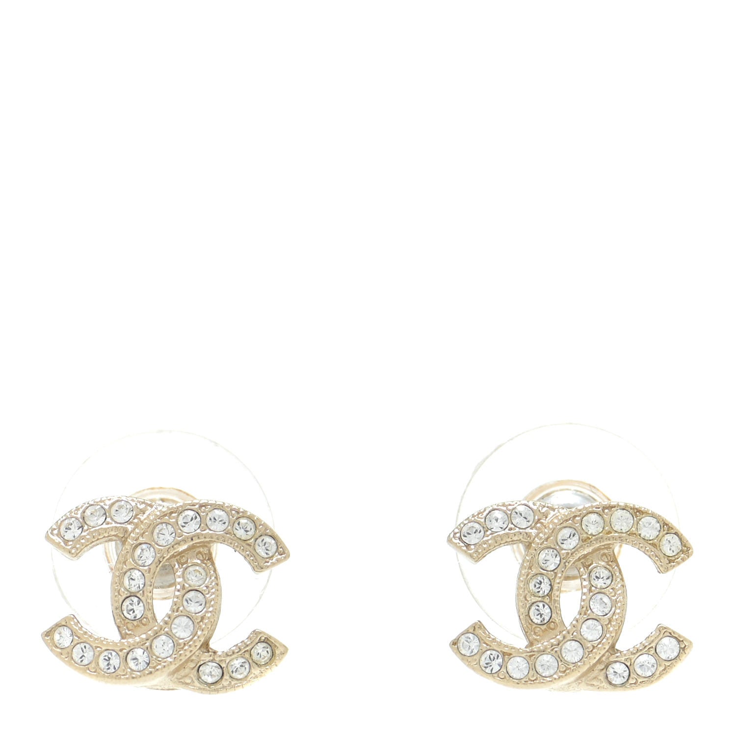 Chanel Crystal CC Earrings Gold 1 of 5