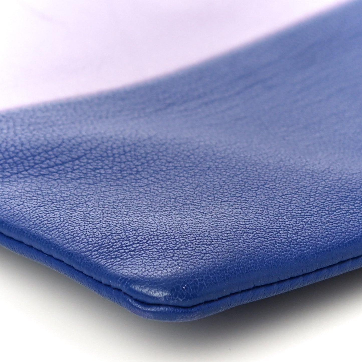Smooth Lambskin Bi-Color Solo Clutch Pouch Light Purple Royal Blue