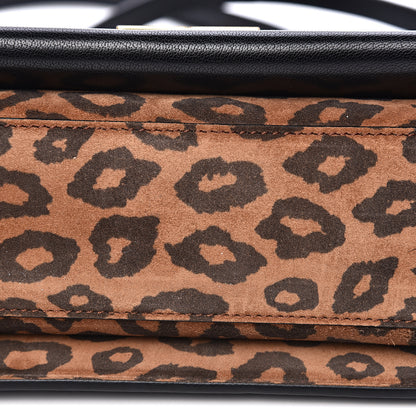 Givenchy Calfskin Suede Leopard Print Small GV3 Shoulder Bag Black Chestnut 7 of 12