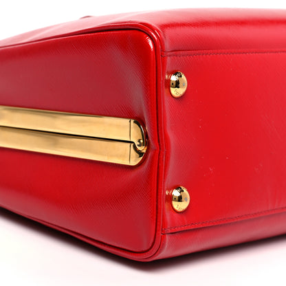 Prada Saffiano Vernice Pyramid Bag Rosso 7 of 9
