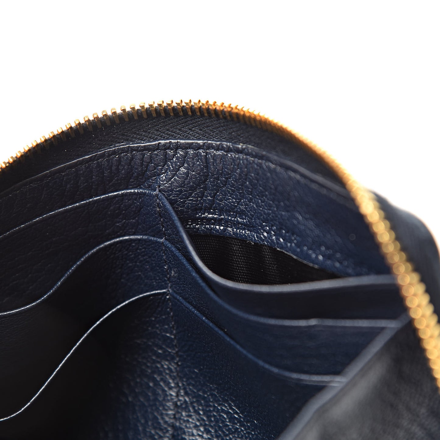 Chevre Gold Metallic Edge Hardware Continental Zip Around Wallet Bleu Nuit