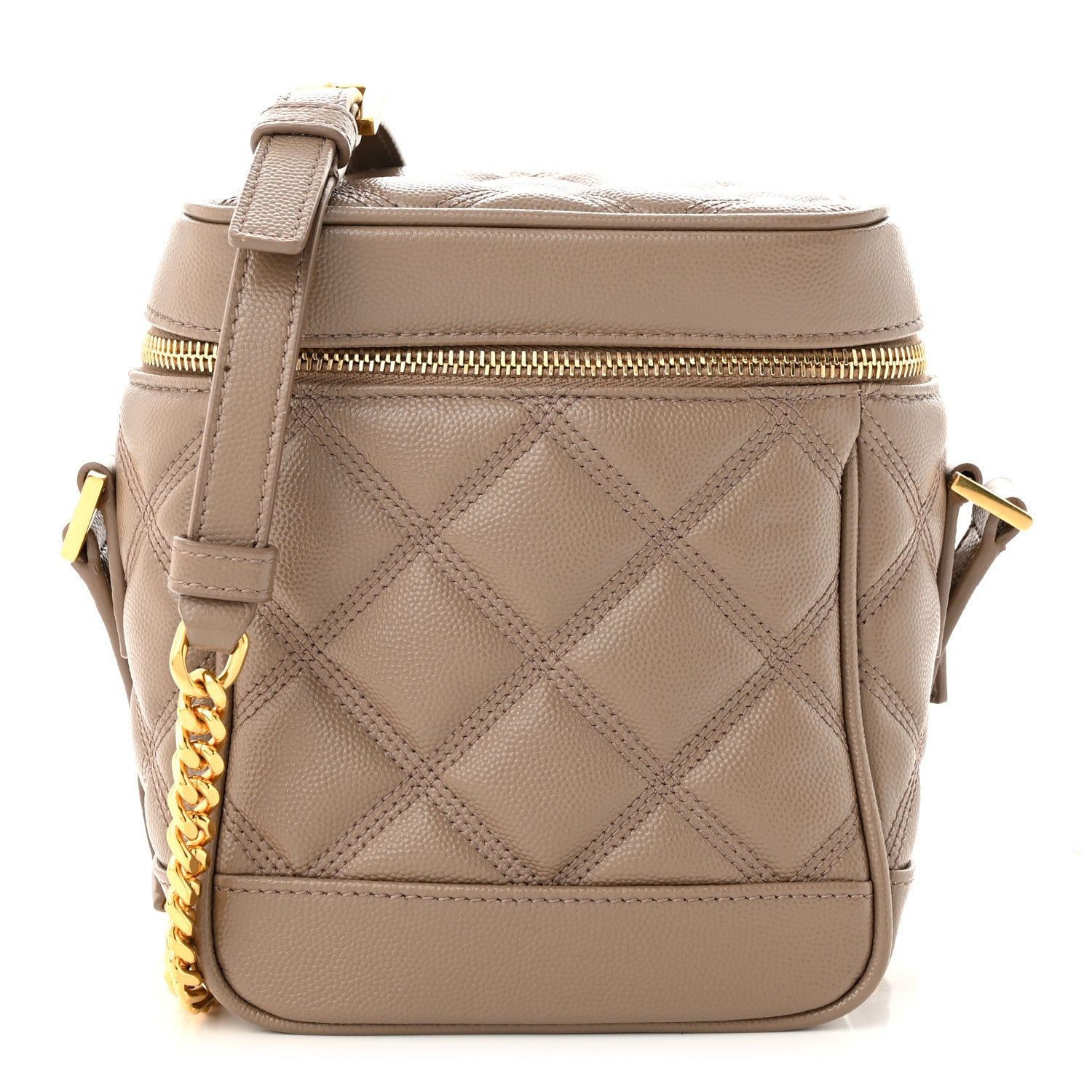 Saint Laurent Grain de Poudre Quilted 80's Vanity Bag Dark Beige 1 of 10