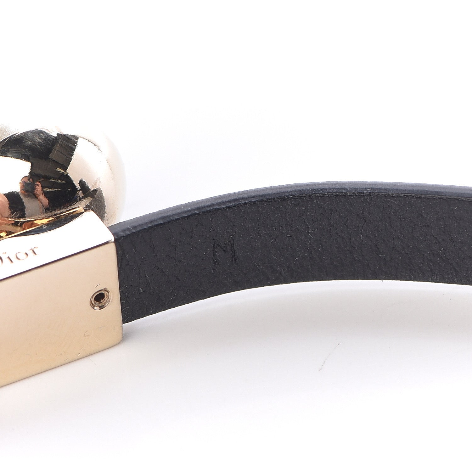 Christian Dior Calfskin Pearl Double Bracelet M Black 5 of 6