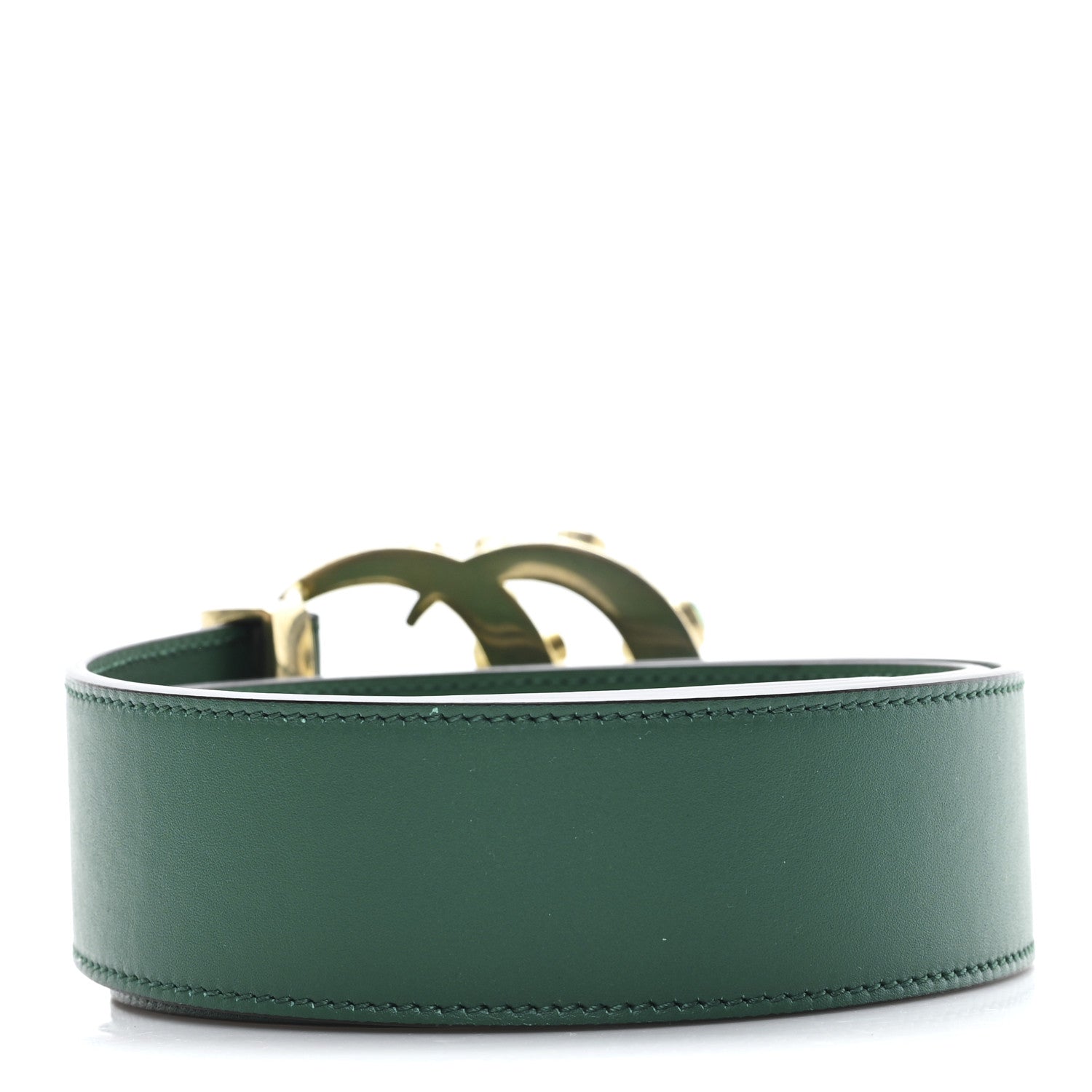 Gucci Calfskin Ceramic Glass Double G 40mm Belt 90 36 Emerald Multicolor 2 of 4