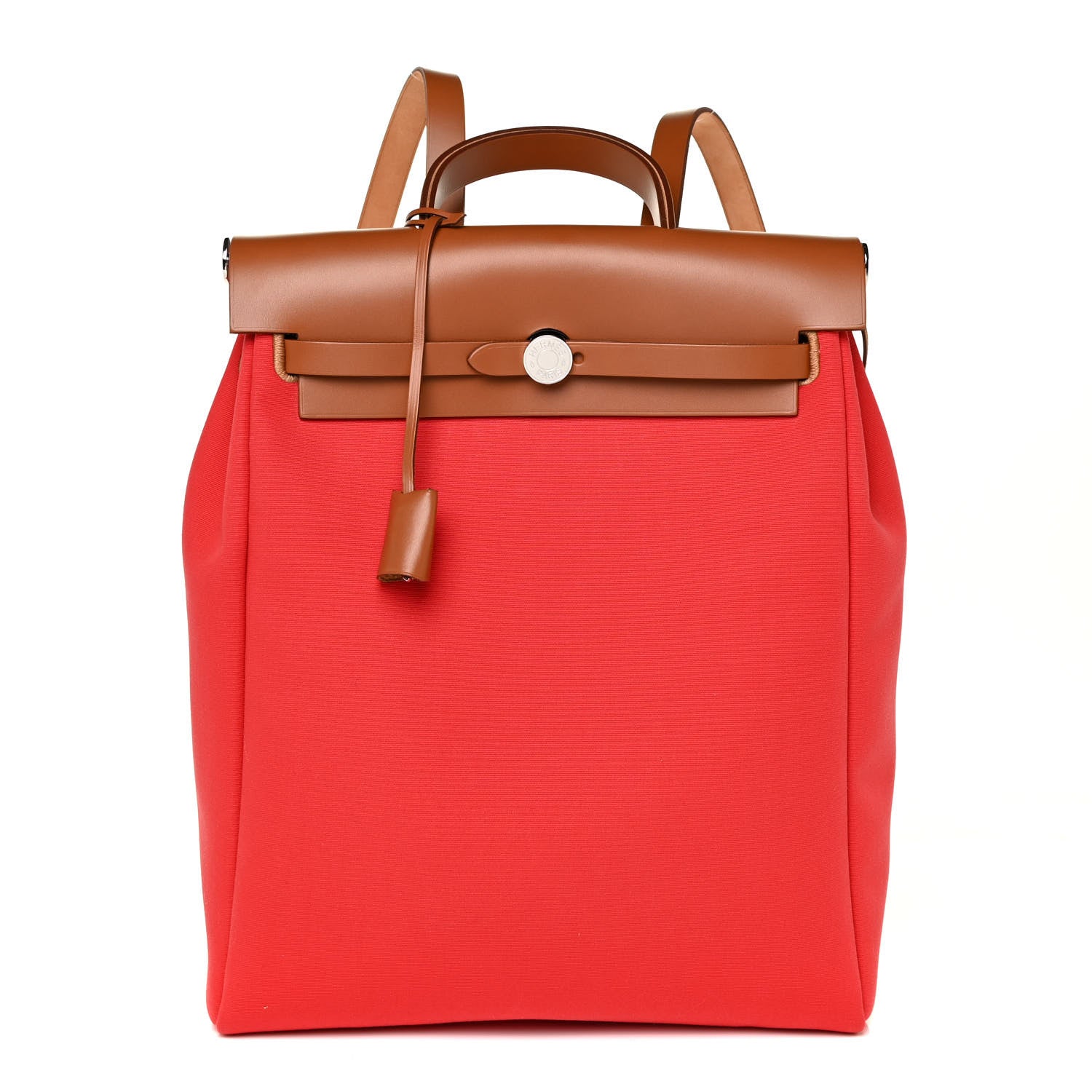 Hermes Military Toile Vache Hunter Herbag a Dos Zip Retourne Backpack Bougainvillea Fauve 3 of 13