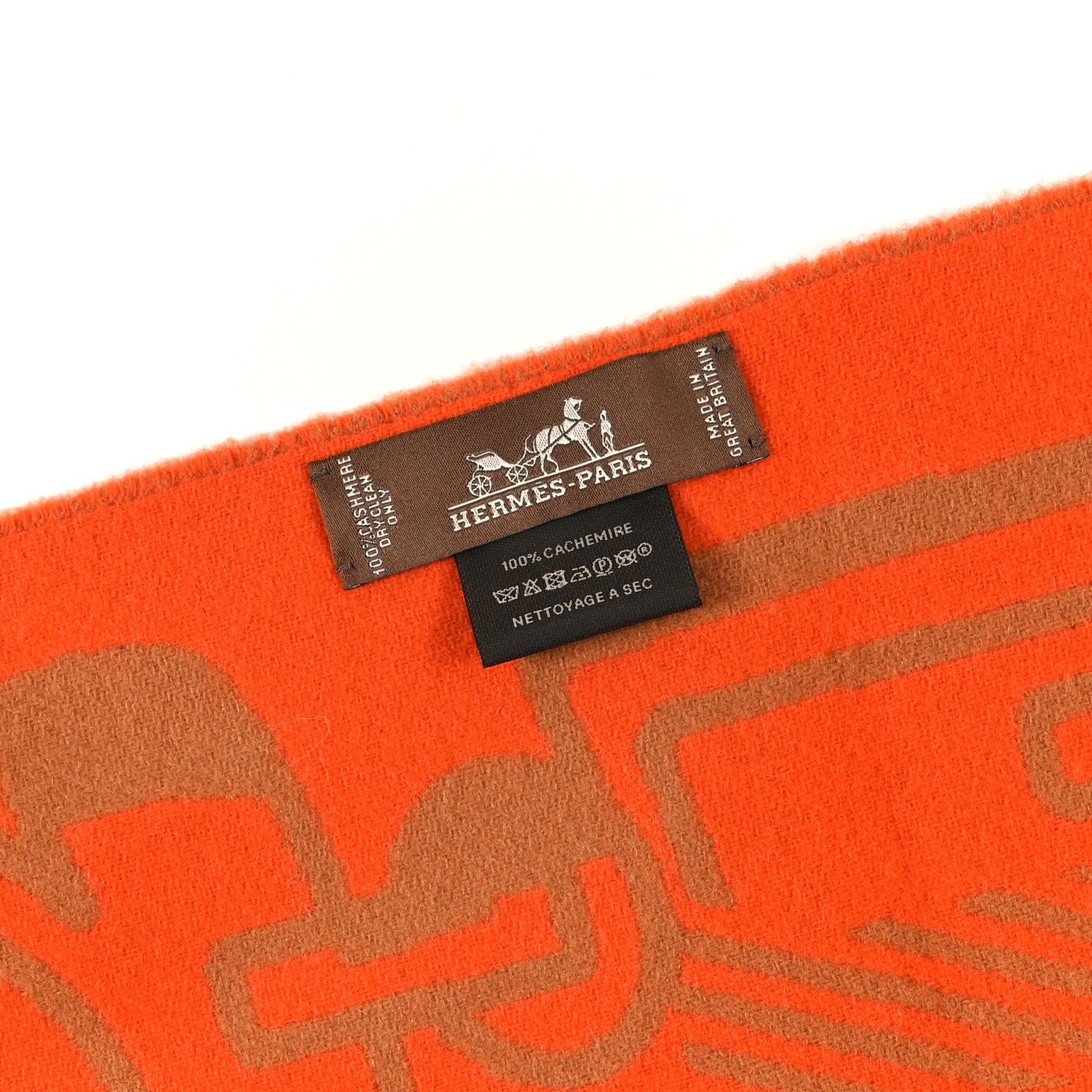 Hermes Cashmere Casaque Do Re Boucles Muffler Camel Orange 3 of 3