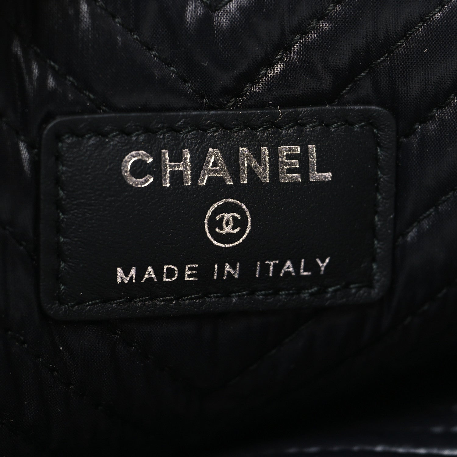 Chanel Calfskin Painted Chevron Embossed Medium Boy Zip Pouch Black 6 of 8