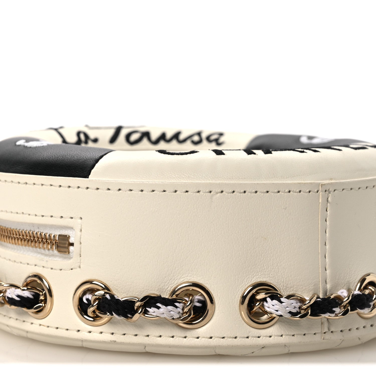 Chanel Lambskin Coco Lifesaver Round Bag Black White 8 of 11