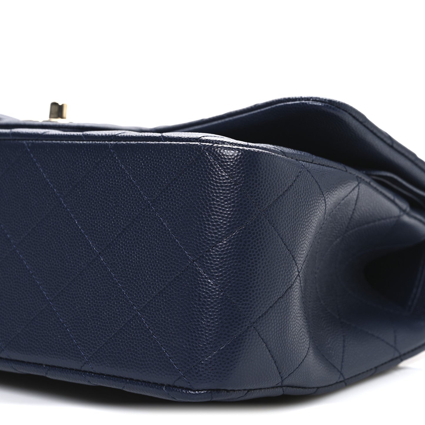 Caviar Quilted Jumbo Double Flap Navy Blue