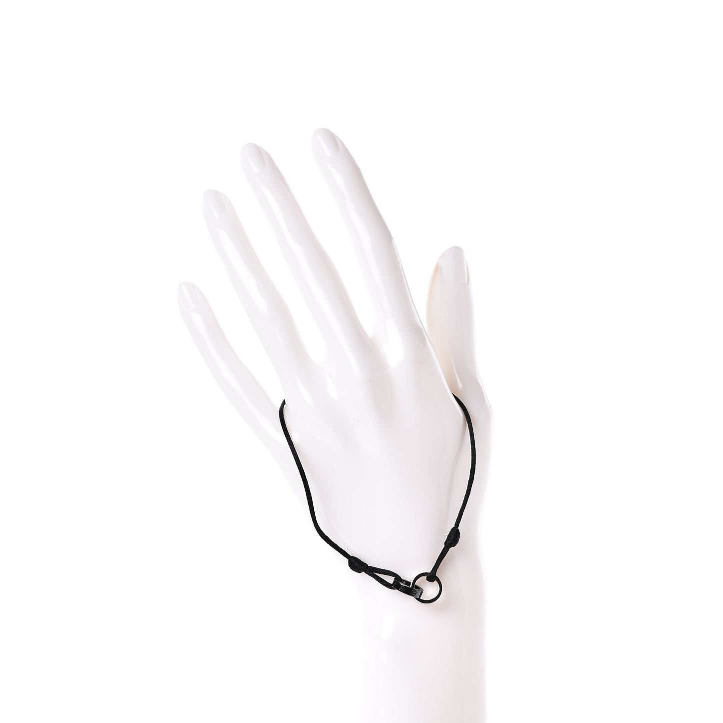 18K White Gold Ceramic 4 Diamond LOVE Cord Bracelet Black