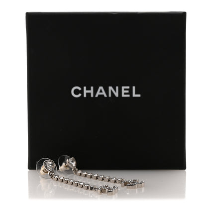 Chanel Crystal CC Heart Drop Earrings Silver 5 of 5