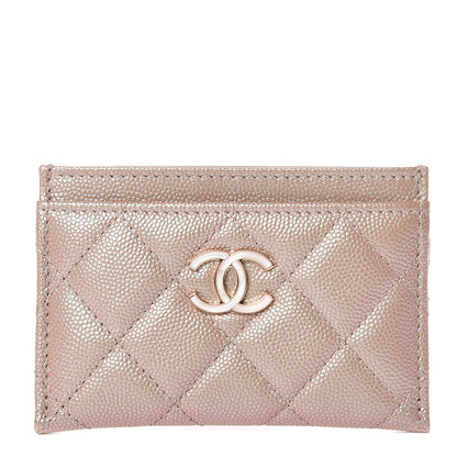 Chanel Iridescent Caviar Quilted Card Holder Beige 1 of 9