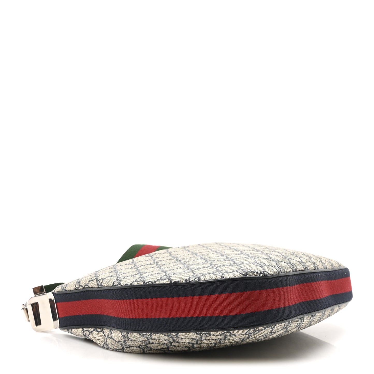 GG Supreme Monogram Textured Calfskin Web Large Attache Shoulder Bag Beige Blue