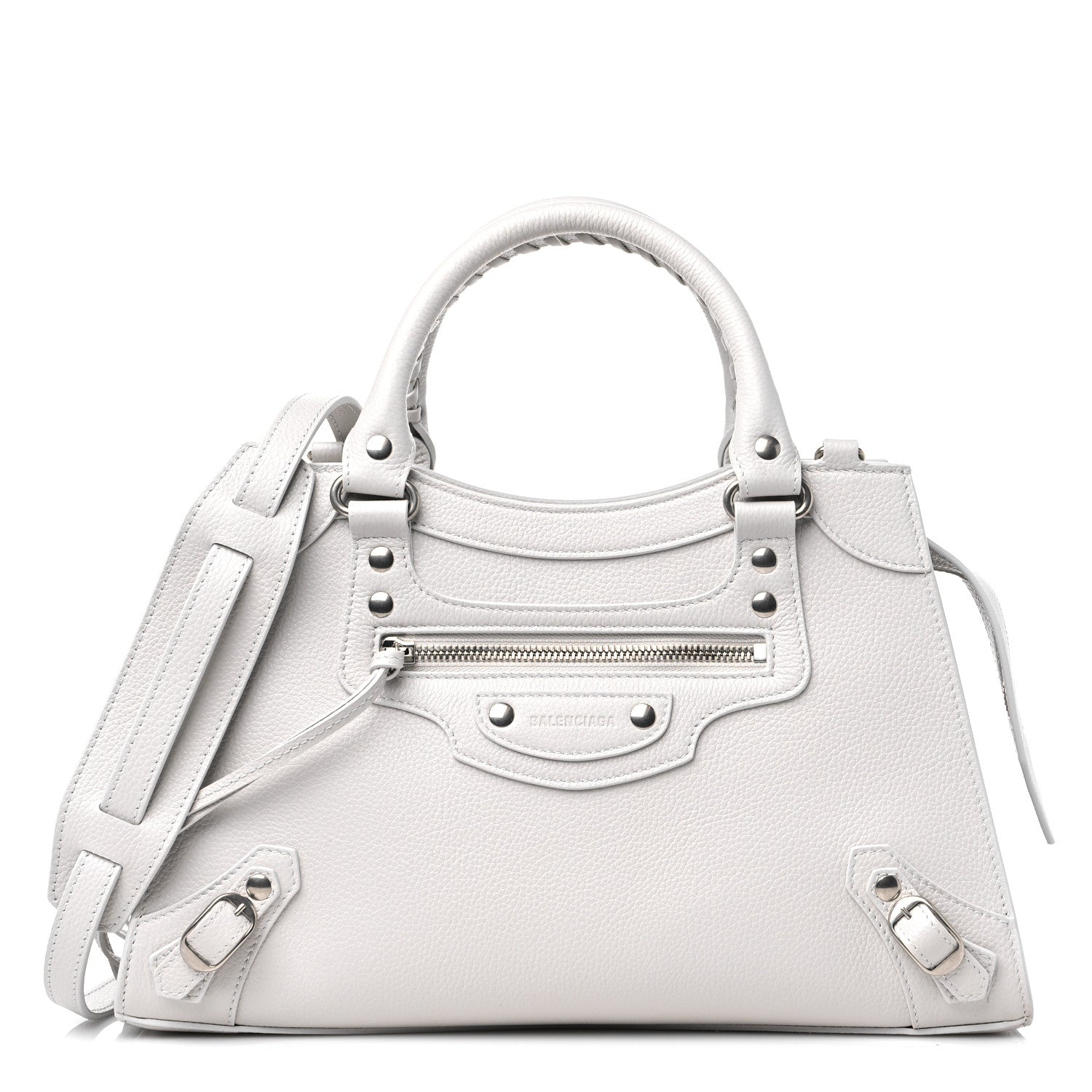 Balenciaga Grained Calfskin Neo Classic Silver Hardware S City Chalky White 1 of 8