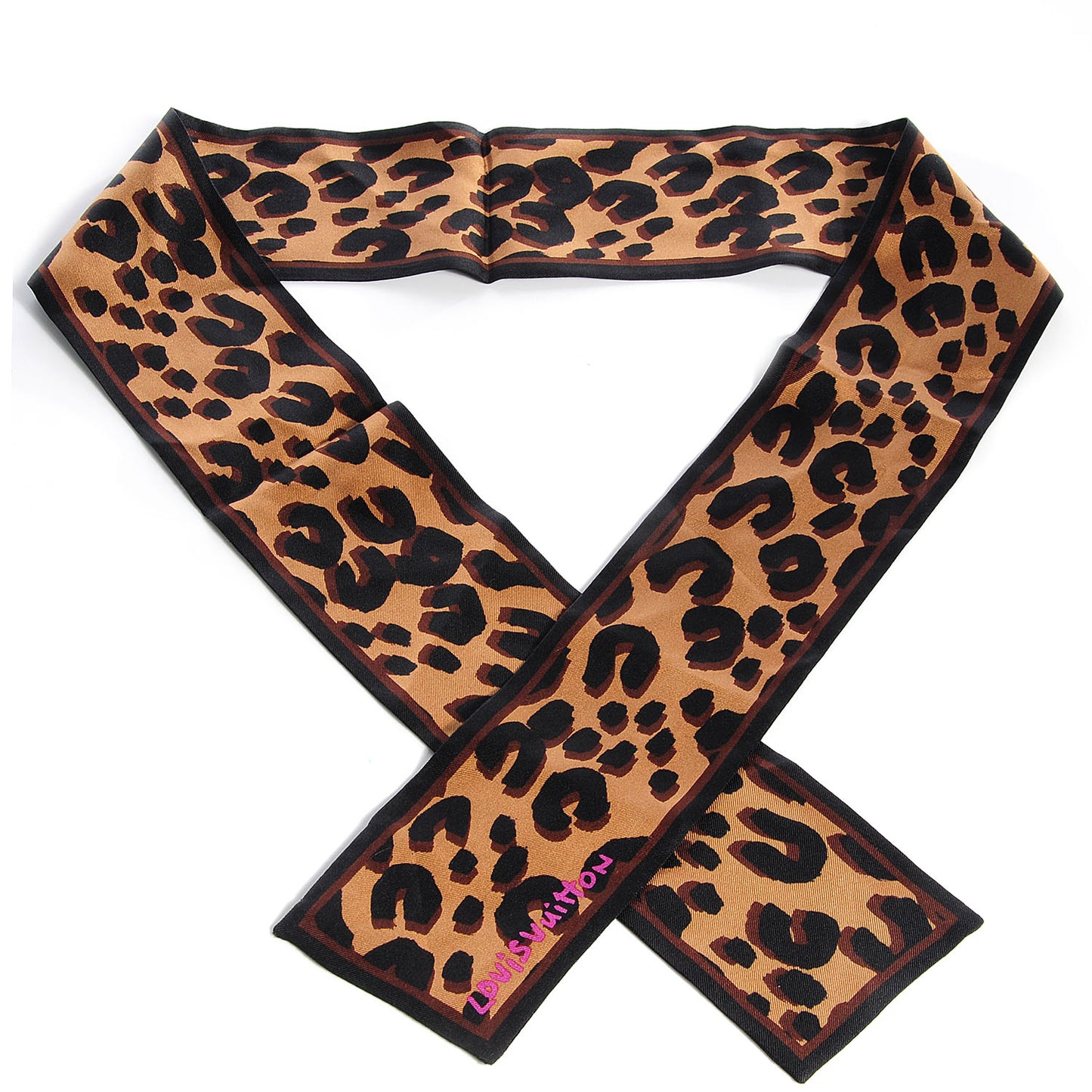 Silk Leopard Bandeau Scarf Marron