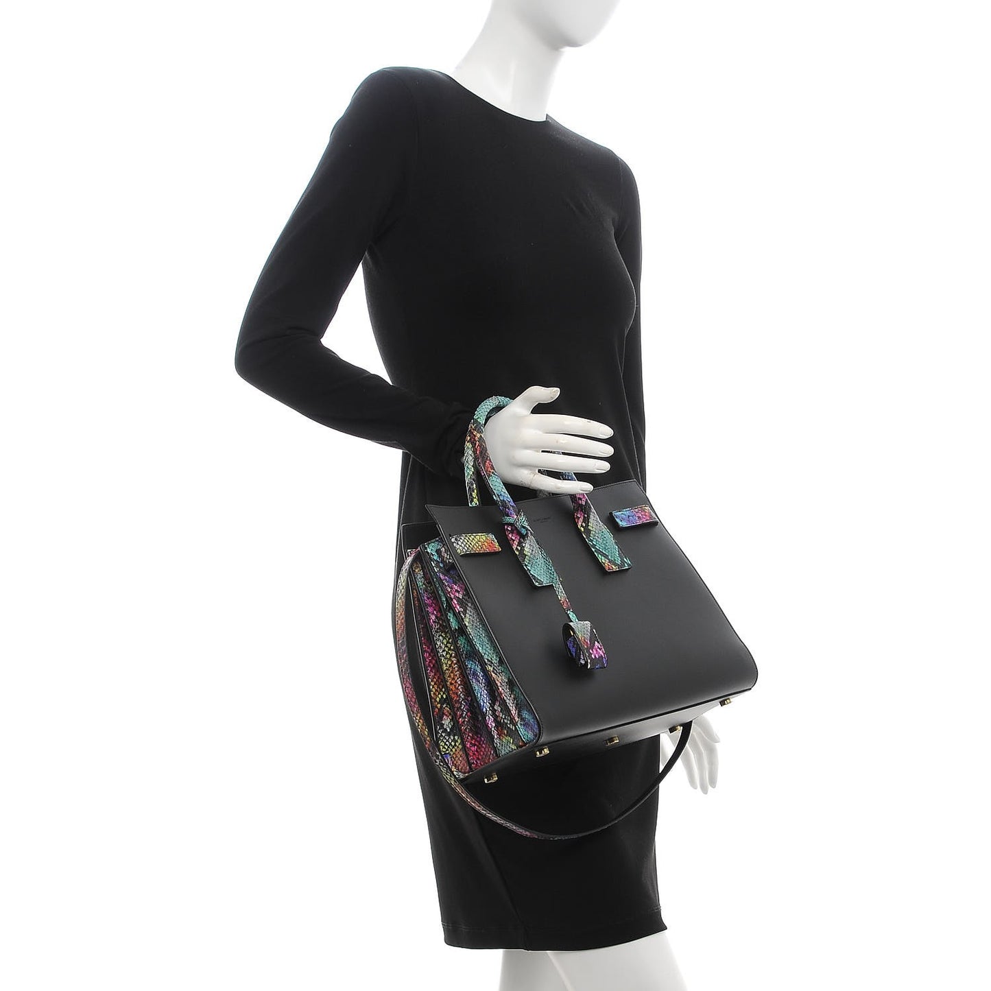 Calfskin Embossed Python Small Sac De Jour Black Multicolor