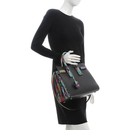 Saint Laurent Calfskin Embossed Python Small Sac De Jour Black Multicolor 2 of 13