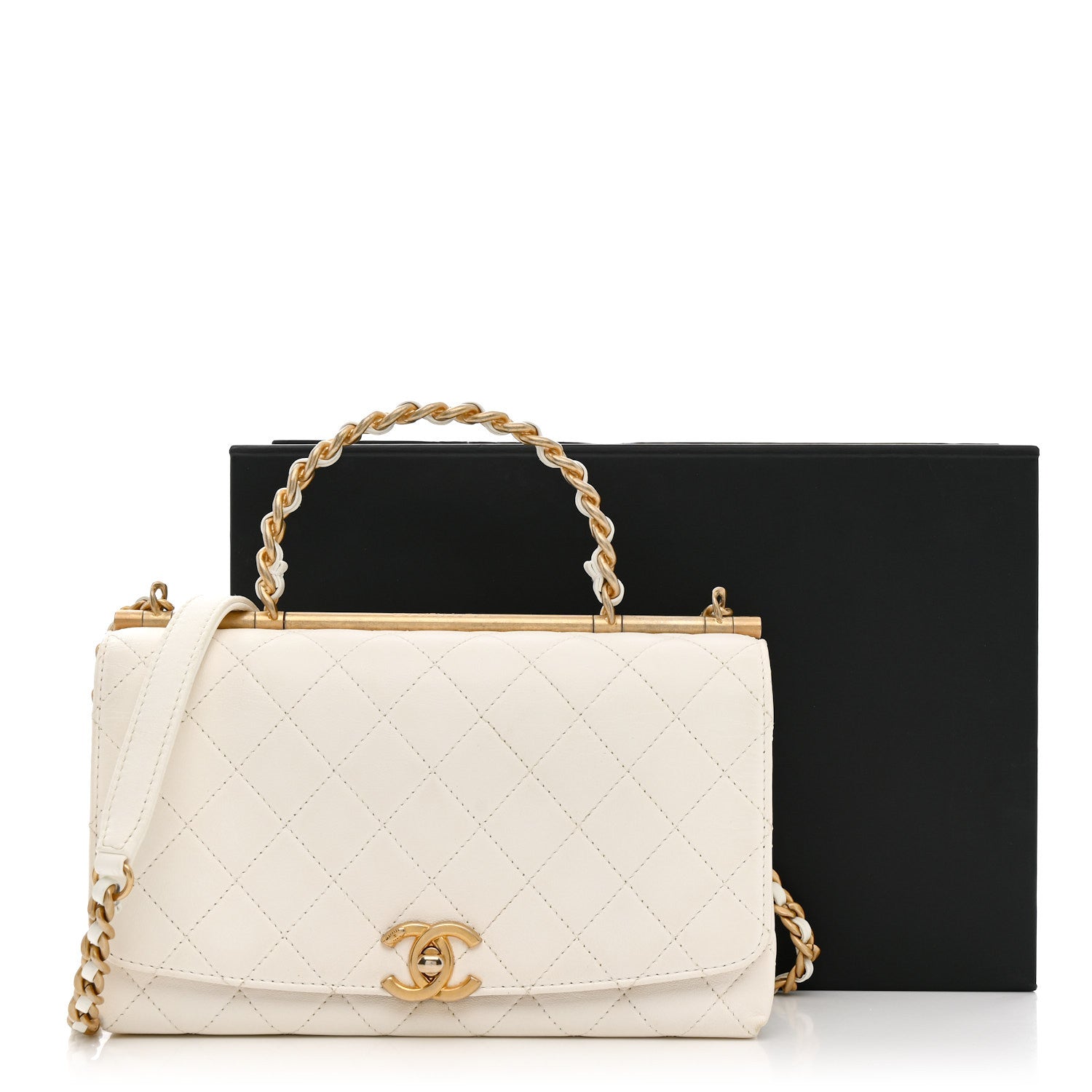 Chanel Lambskin Quilted La Parisienne Top Handle Flap White 16 of 16