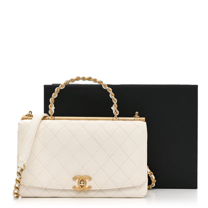Chanel Lambskin Quilted La Parisienne Top Handle Flap White 16 of 16