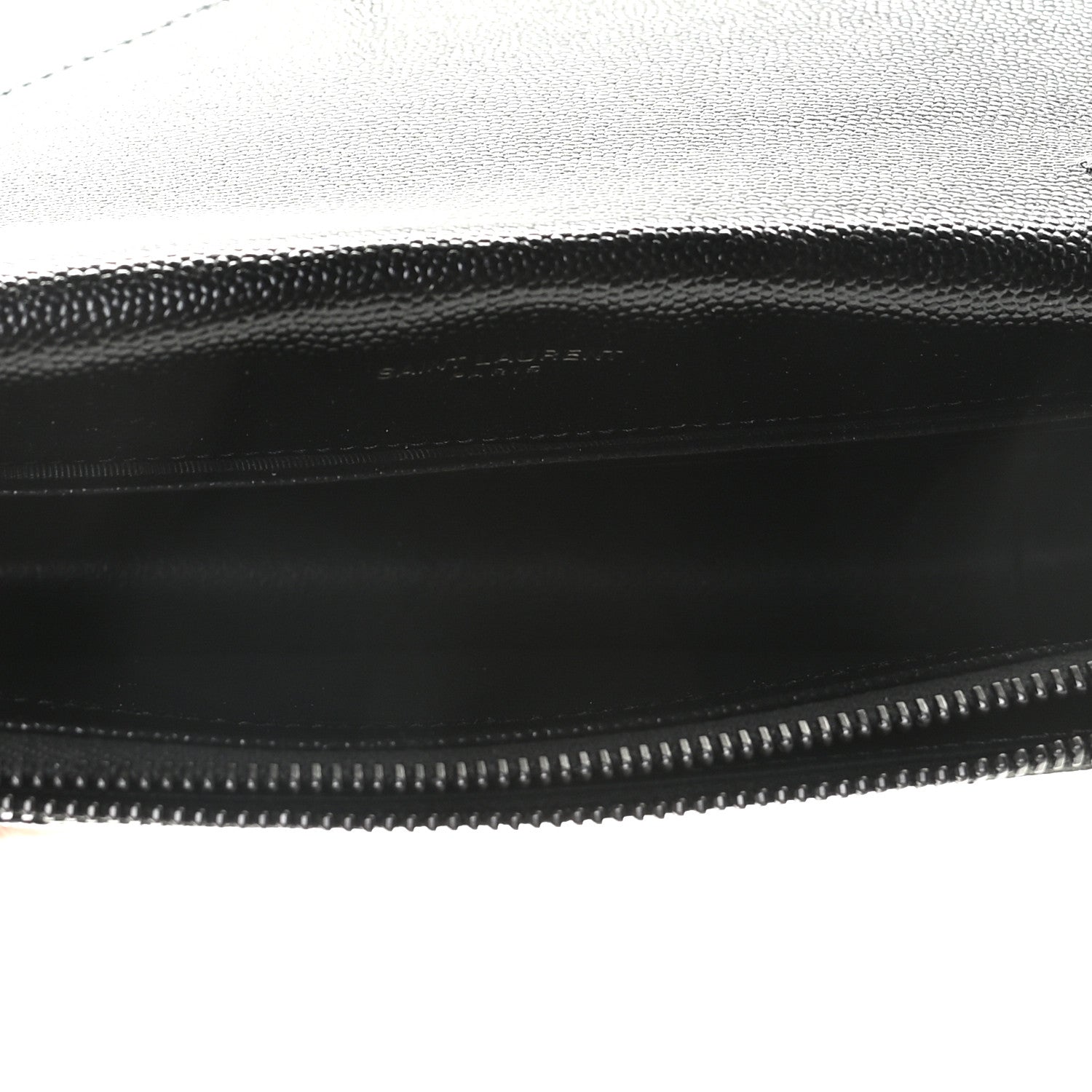 Saint Laurent Grain De Poudre Matelasse Chevron Monogram Monochrome Envelope Chain Wallet Black 6 of 6
